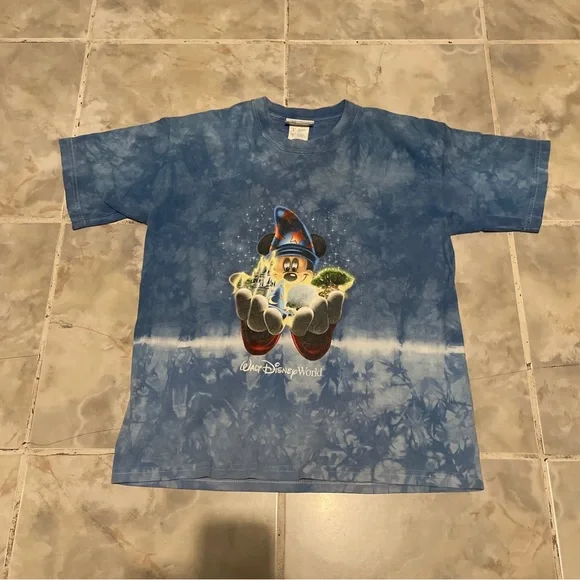 Vintage Disneyland Fantasia Mickey Mouse Tie Dye Sz Kids L Shirt